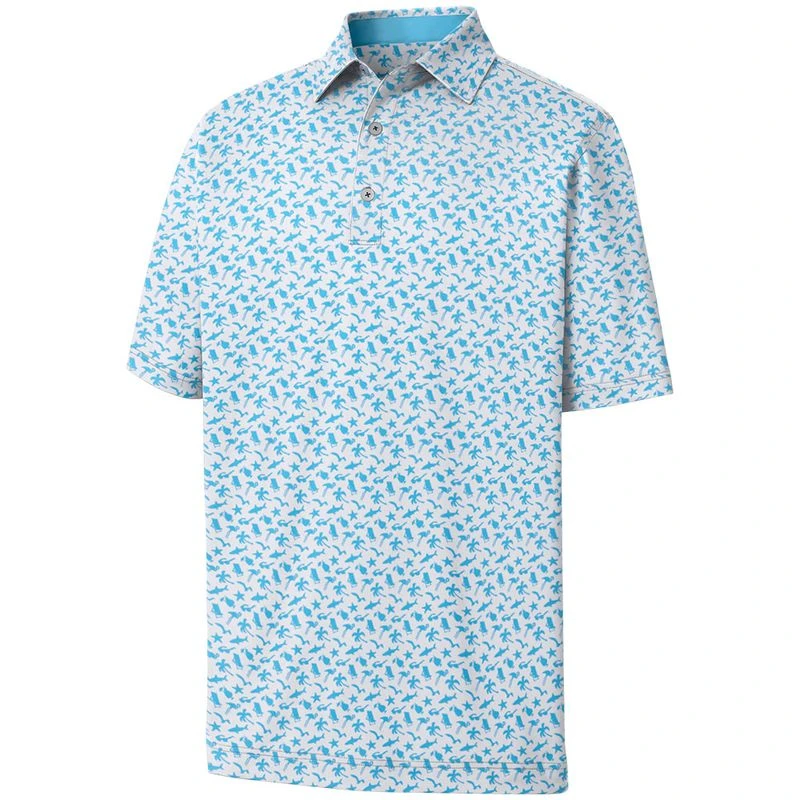 FootJoy Athletic Fit Beach Print Lisle Self Collar Polo