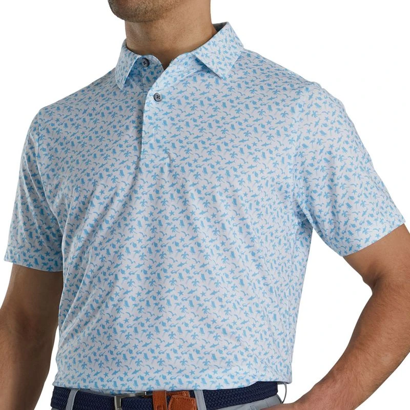 FootJoy Athletic Fit Beach Print Lisle Self Collar Polo - Image 2