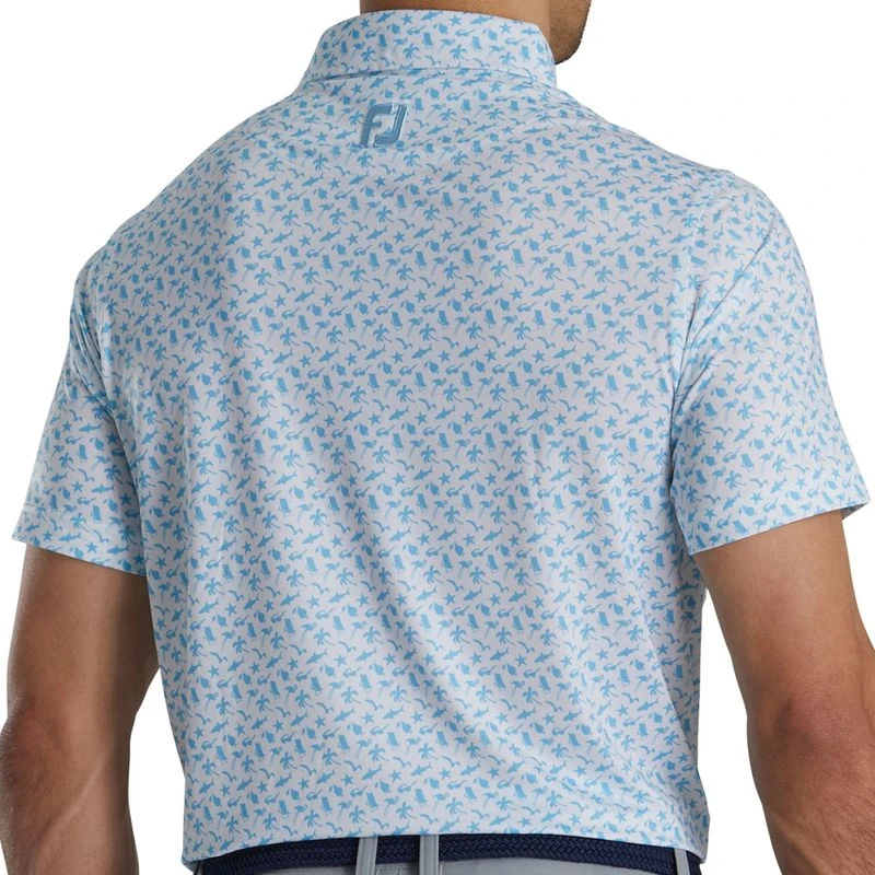 FootJoy Athletic Fit Beach Print Lisle Self Collar Polo - Image 3