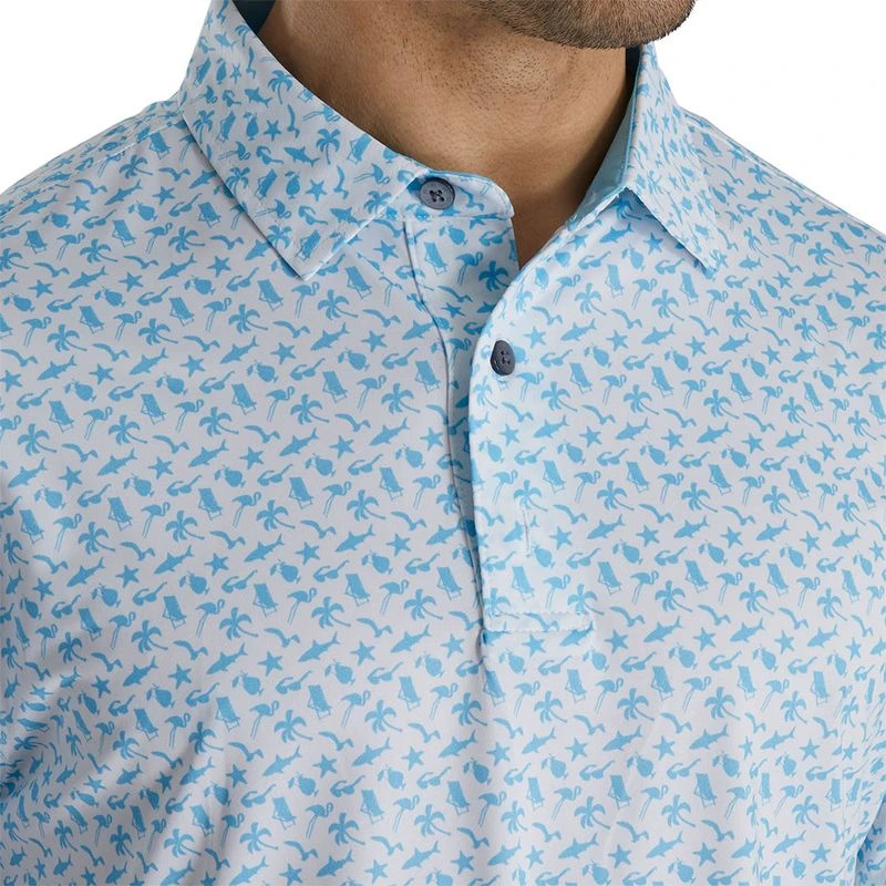 FootJoy Athletic Fit Beach Print Lisle Self Collar Polo - Image 4