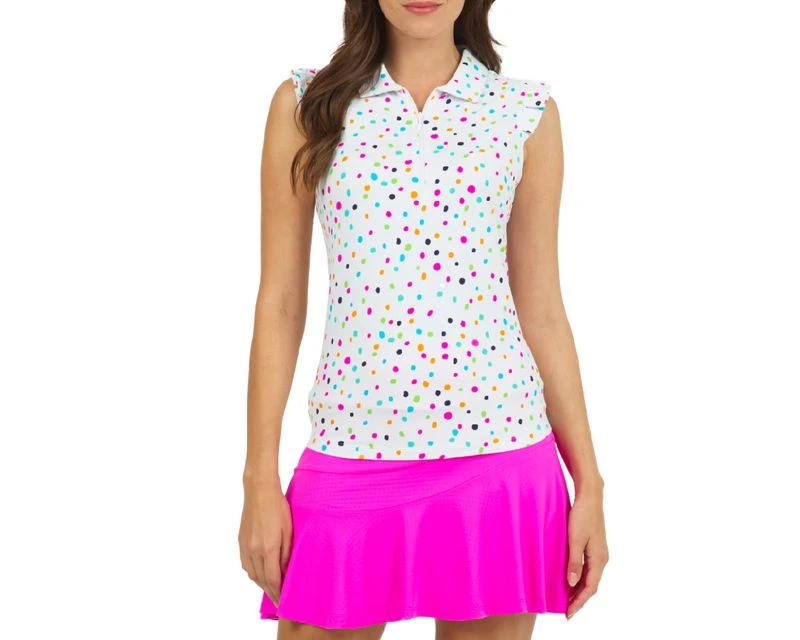 IBKUL Women's Sleeveless Polo - Evelyn Print - Image 5