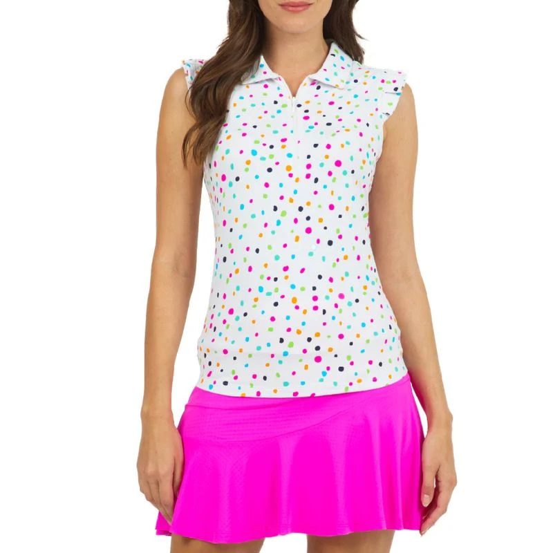 IBKUL Women's Sleeveless Polo - Evelyn Print