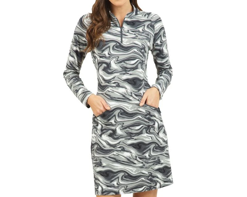 IBKUL Women's Long Sleeve Mock Neck Dress - Devin Print - Image 3