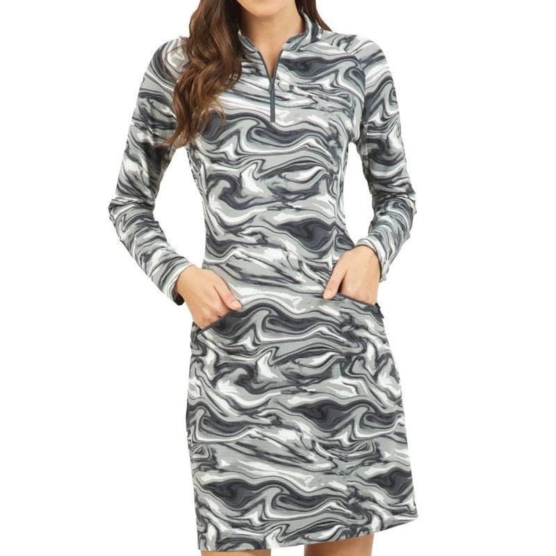 IBKUL Women's Long Sleeve Mock Neck Dress - Devin Print