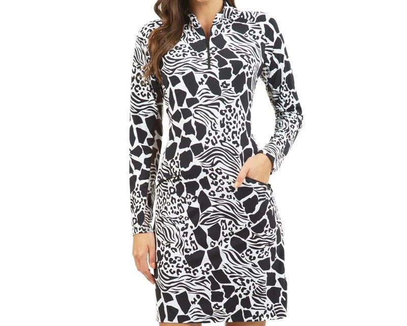 IBKUL Women's Long Sleeve Mock Neck Dress - Bianca Print - Image 3