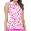 IBKUL Women's Sleeveless Polo - Kiss Me Kate Print
