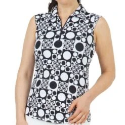 IBKUL Women's Sleeveless Polo - Elise Print