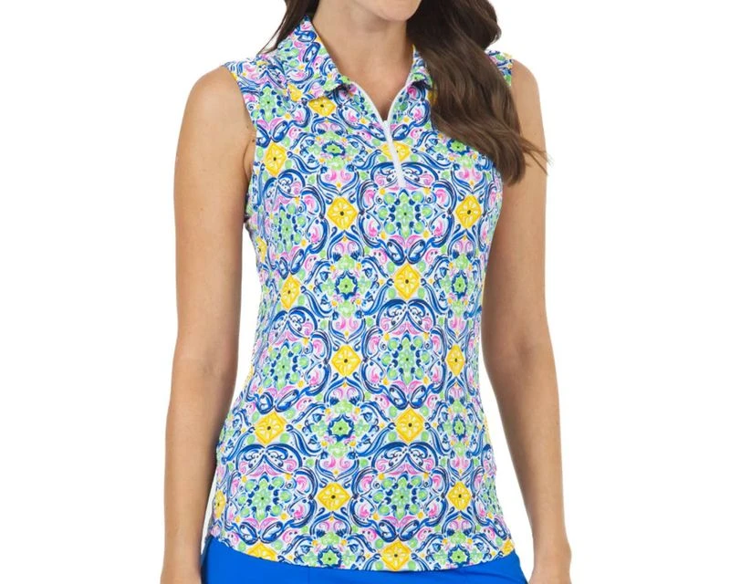 IBKUL Women's Sleeveless Polo - Nora Print - Image 3
