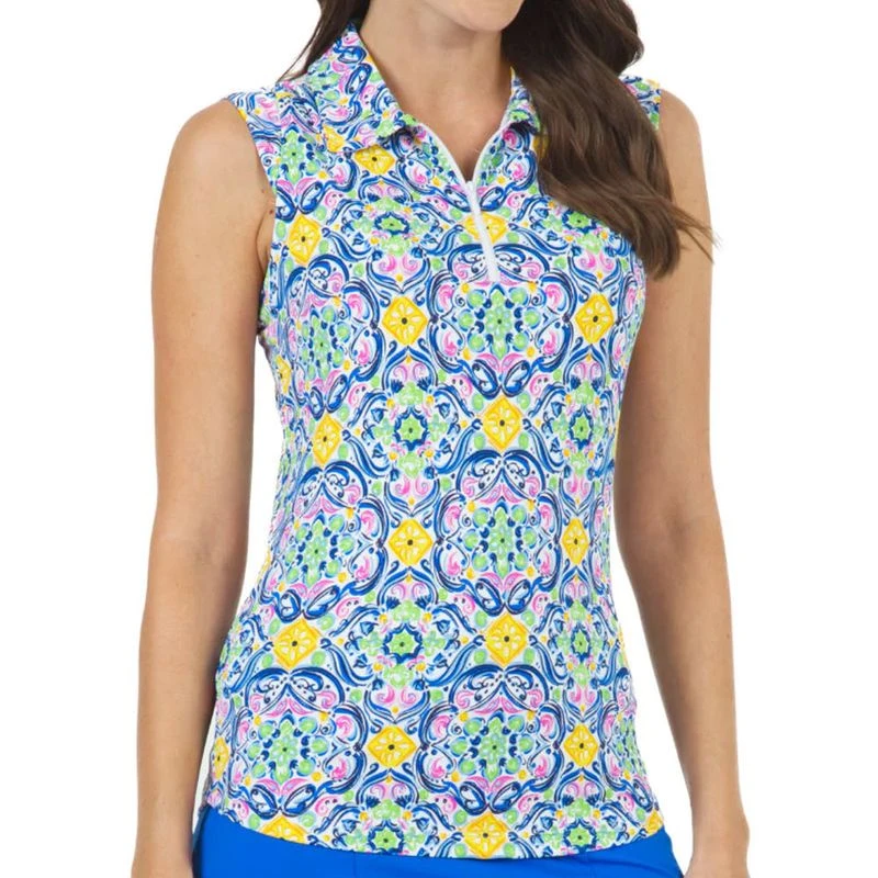 IBKUL Women's Sleeveless Polo - Nora Print