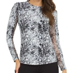 IBKUL Women's Long Sleeve Crew Neck Top - Evie Print