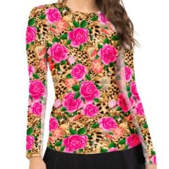 IBKUL Women's Long Sleeve Crew Neck Top - Jovanna Print