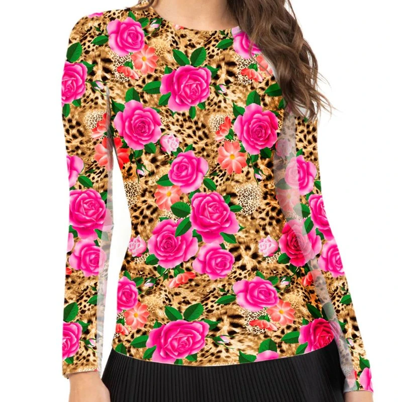 IBKUL Women's Long Sleeve Crew Neck Top - Jovanna Print