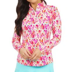IBKUL Women's Long Sleeve Mock Neck Top - Audrey Print