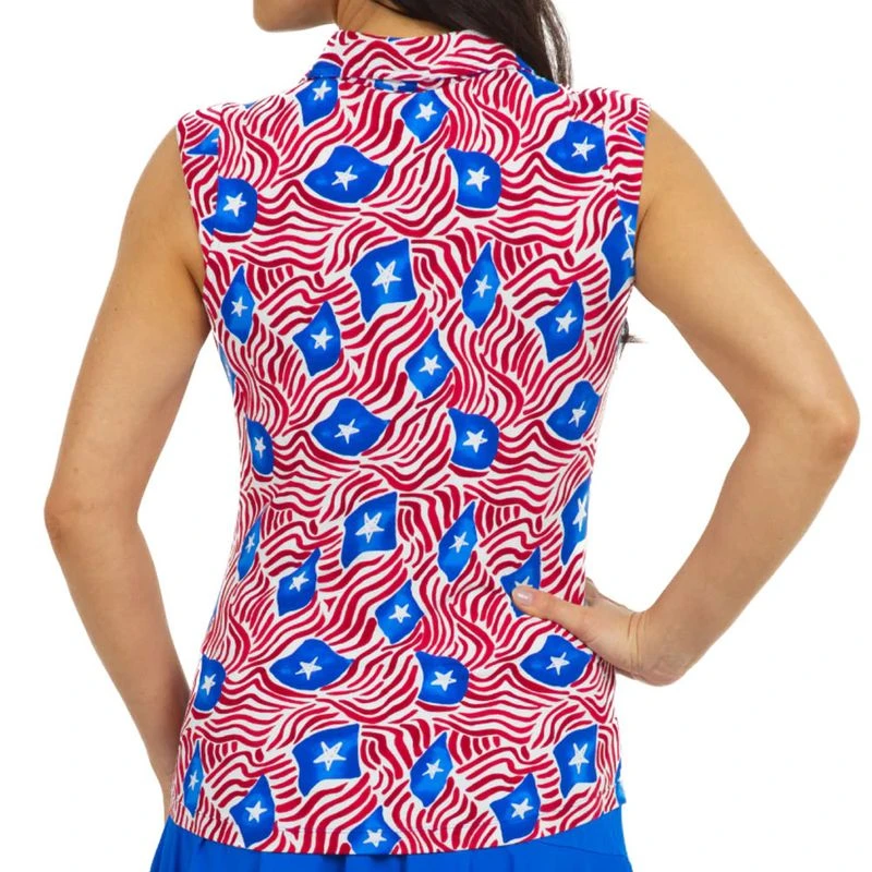 IBKUL Women's Sleeveless Polo - Rylee Print - Image 2