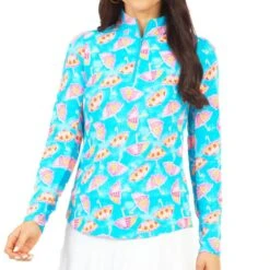 IBKUL Women's Long Sleeve Mock Neck Top - Franny Print