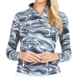 IBKUL Women's Long Sleeve Mock Neck Top - Devin Print