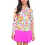 IBKUL Women's Zip Long Sleeve Mock Neck - Tillie Print - Image 4